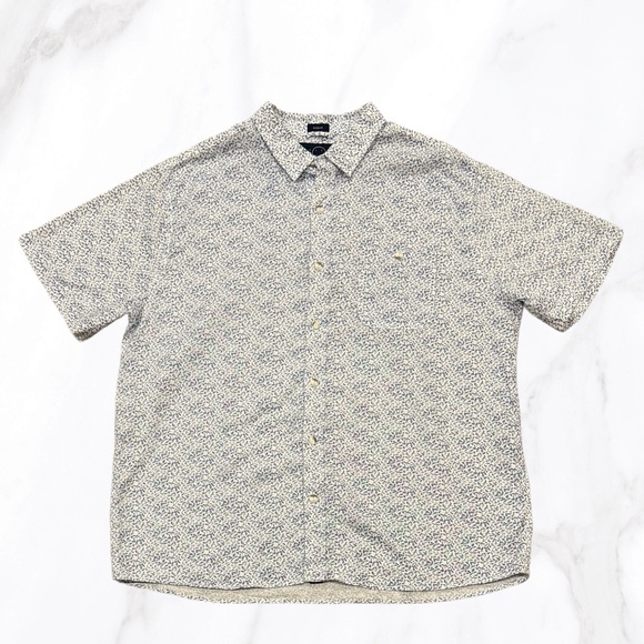 EvenTide Men’s Blue Floral Linen Blend Short Sleeve Collared Button Up, Size‎ XL - Picture 1 of 8